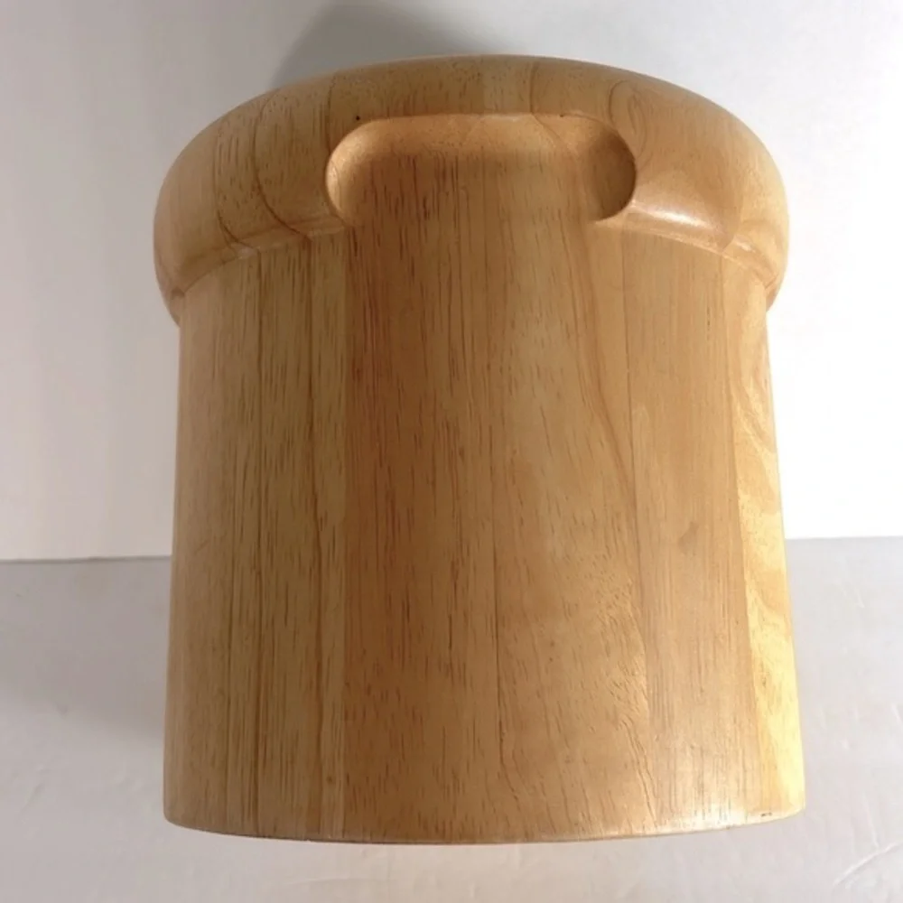 Goodwood Vintage MCM Genuine Teak Ice Bucket With Lid & Plastic Interior Liner